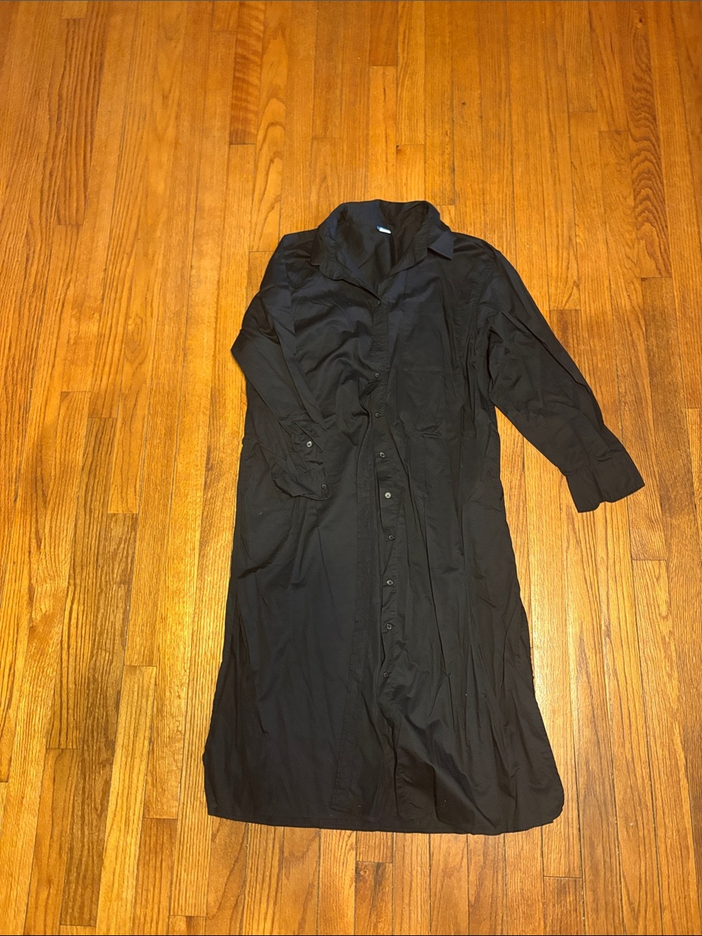Old Navy Black Long-Sleeve Button-Front Shirt Dress